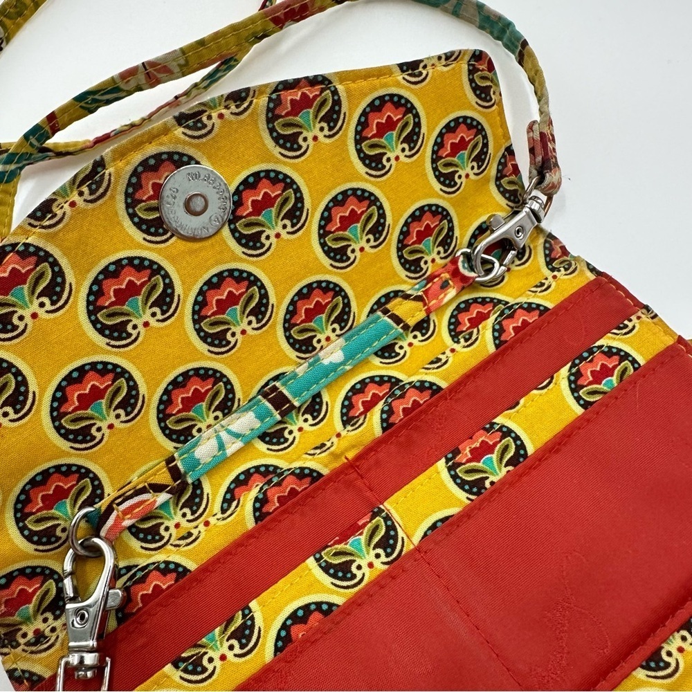 Vera Bradley Yellow Paisley Floral Convertible Hand Wallet / Crossbody - Picture 4 of 6